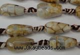 CAG5755 15 inches 8*16mm faceted teardrop fire crackle agate beads