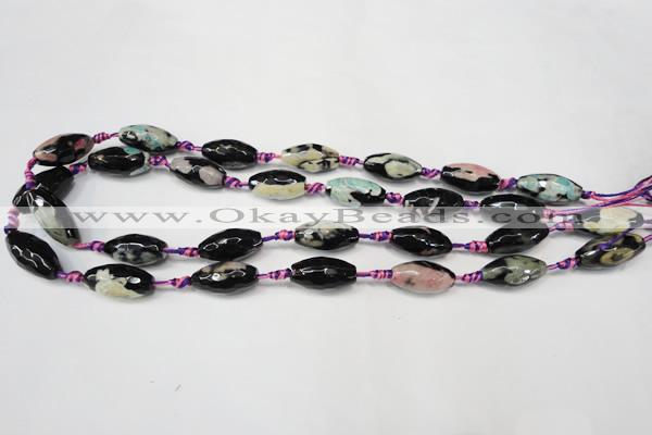 CAG5777 15 inches 10*20mm faceted rice fire crackle agate beads