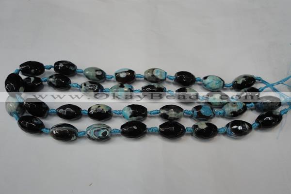 CAG5785 15 inches 12*16mm faceted rice fire crackle agate beads