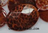 CAG579 15.5 inches 40*50mm faceted oval natural fire agate beads