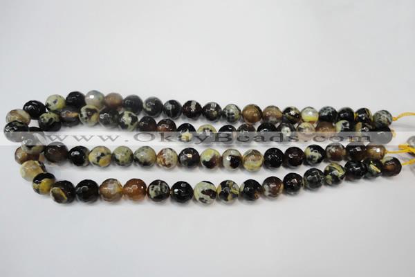 CAG5806 15 inches 10mm faceted round fire crackle agate beads