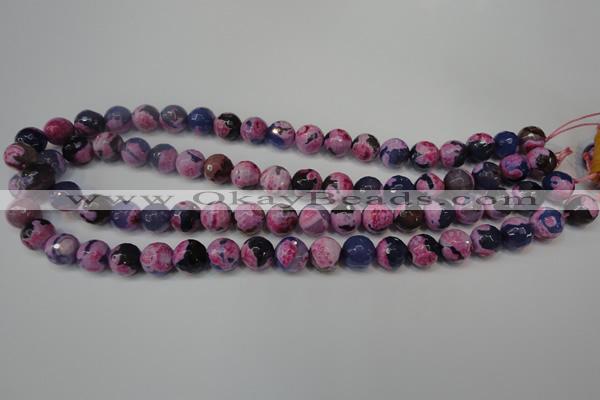 CAG5810 15 inches 10mm faceted round fire crackle agate beads