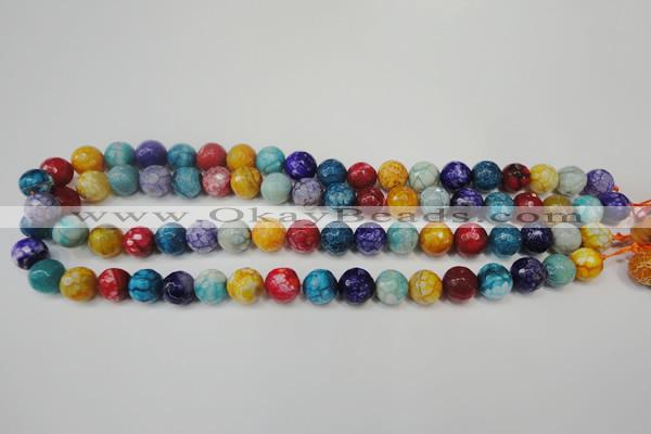 CAG5818 15 inches 10mm faceted round fire crackle agate beads