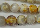 CAG5820 15 inches 12mm faceted round fire crackle agate beads