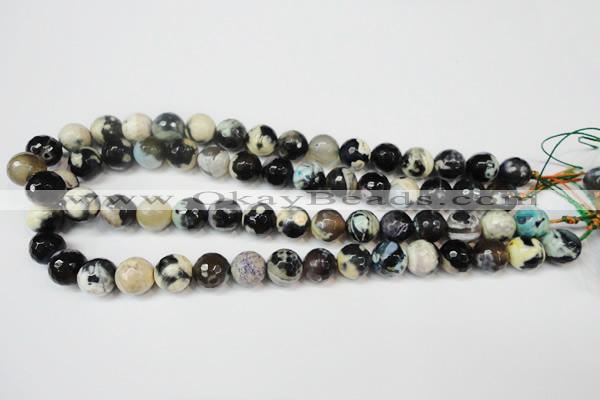 CAG5822 15 inches 12mm faceted round fire crackle agate beads