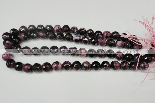 CAG5827 15 inches 12mm faceted round fire crackle agate beads