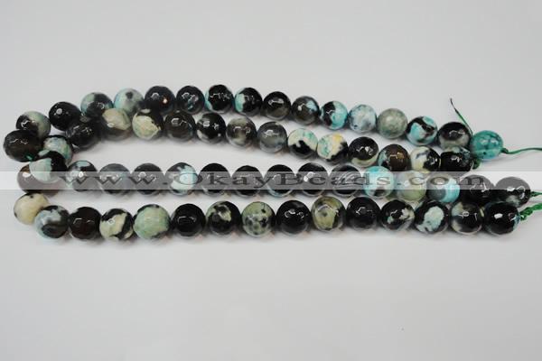 CAG5828 15 inches 12mm faceted round fire crackle agate beads