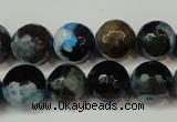 CAG5829 15 inches 12mm faceted round fire crackle agate beads