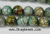 CAG5833 15 inches 12mm faceted round fire crackle agate beads