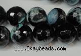 CAG5841 15 inches 14mm faceted round fire crackle agate beads