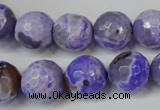 CAG5843 15 inches 14mm faceted round fire crackle agate beads