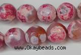 CAG5845 15 inches 14mm faceted round fire crackle agate beads