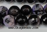 CAG5846 15 inches 14mm faceted round fire crackle agate beads