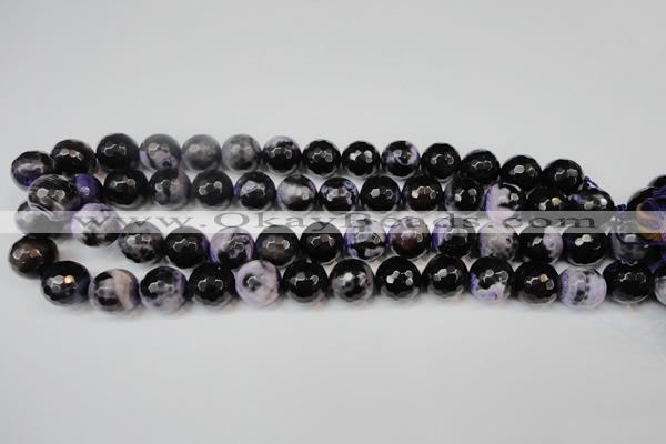 CAG5846 15 inches 14mm faceted round fire crackle agate beads