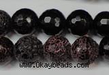 CAG5849 15 inches 14mm faceted round fire crackle agate beads