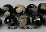 CAG5855 15 inches 16mm faceted round fire crackle agate beads