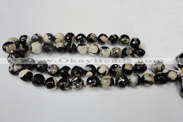 CAG5855 15 inches 16mm faceted round fire crackle agate beads