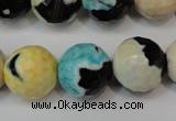 CAG5857 15 inches 16mm faceted round fire crackle agate beads