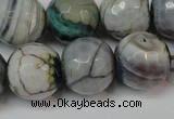 CAG5866 15 inches 16mm faceted round fire crackle agate beads