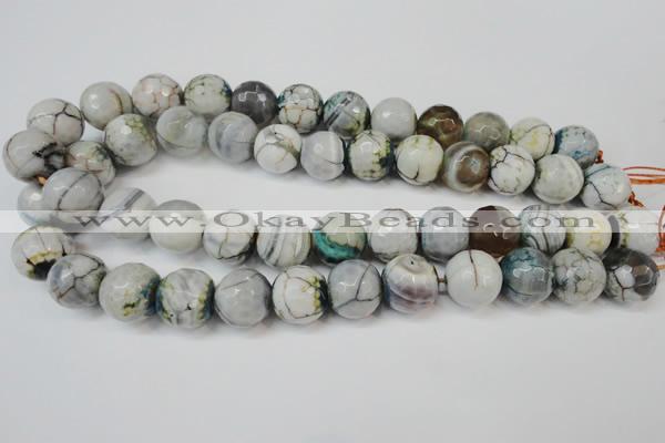 CAG5866 15 inches 16mm faceted round fire crackle agate beads