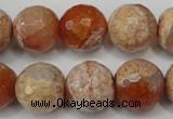 CAG5868 15 inches 16mm faceted round fire crackle agate beads