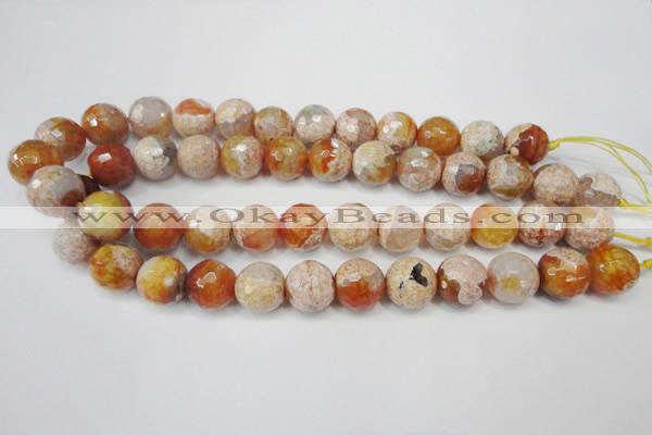 CAG5868 15 inches 16mm faceted round fire crackle agate beads