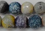 CAG5873 15 inches 16mm faceted round fire crackle agate beads