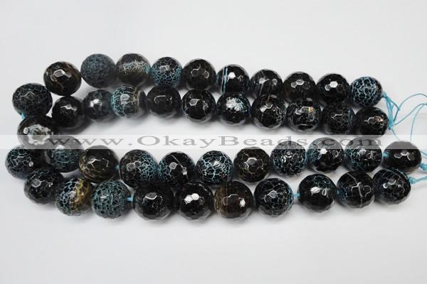 CAG5878 15 inches 18mm faceted round fire crackle agate beads