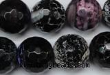 CAG5879 15 inches 18mm faceted round fire crackle agate beads