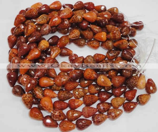 CAG588 15.5 inches 13*18mm faceted teardrop natural fire agate beads