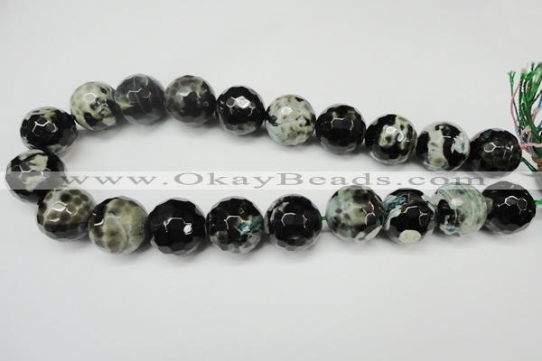 CAG5886 15 inches 20mm faceted round fire crackle agate beads