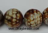 CAG5888 15 inches 20mm faceted round fire crackle agate beads