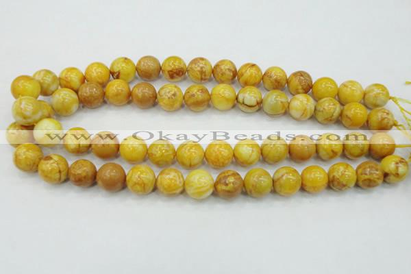 CAG5941 15.5 inches 12mm round yellow crazy lace agate beads