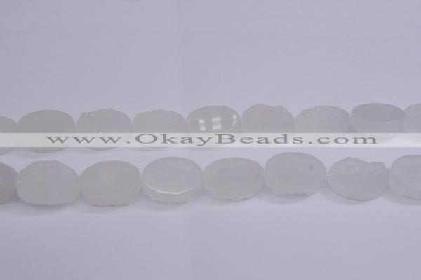 CAG5981 15.5 inches 18*25mm oval white agate gemstone beads