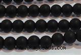 CAG6011 15.5 inches 6mm round matte black agate beads