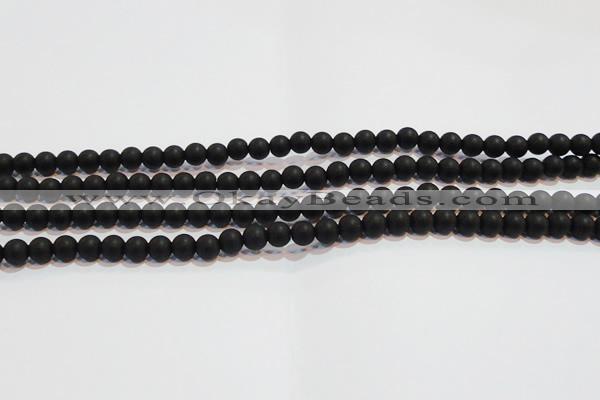 CAG6011 15.5 inches 6mm round matte black agate beads