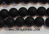 CAG6012 15.5 inches 8mm round matte black agate beads