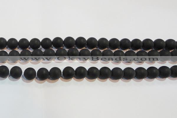 CAG6013 15.5 inches 10mm round matte black agate beads