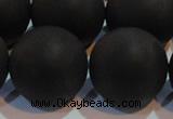 CAG6018 15.5 inches 20mm round matte black agate beads