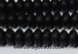 CAG6021 15.5 inches 4*8mm rondelle matte black agate beads