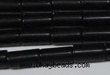 CAG6032 15.5 inches 6*12mm tube matte black agate beads