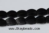 CAG6040 15.5 inches 5*8mm twisted rice matte black agate beads