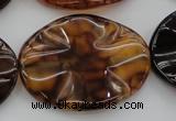 CAG6062 15.5 inches 30*40mm wavy oval dragon veins agate beads