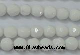 CAG6100 15.5 inches 4mm faceted round white agate gemstone beads