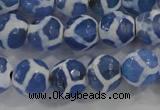 CAG6120 15 inches 8mm faceted round tibetan agate gemstone beads