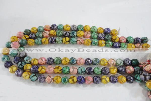 CAG6141 15 inches 10mm faceted round tibetan agate gemstone beads