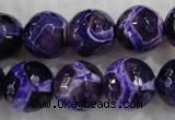 CAG6146 15 inches 12mm faceted round tibetan agate gemstone beads