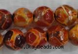 CAG6150 15 inches 10mm faceted round tibetan agate gemstone beads