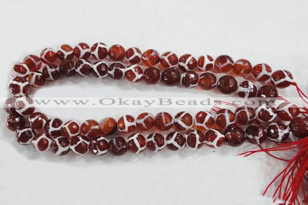 CAG6202 15 inches 12mm faceted round tibetan agate gemstone beads