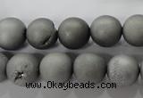 CAG6224 15 inches 12mm round plated druzy agate beads wholesale